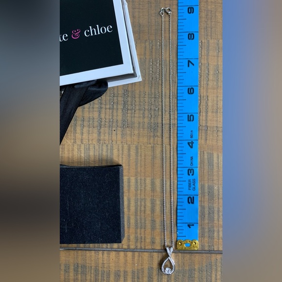 3/$30 Cate & Chloe 18k White Gold Halo Pendant Necklace CZ Crystal Teardrop - Picture 14 of 15